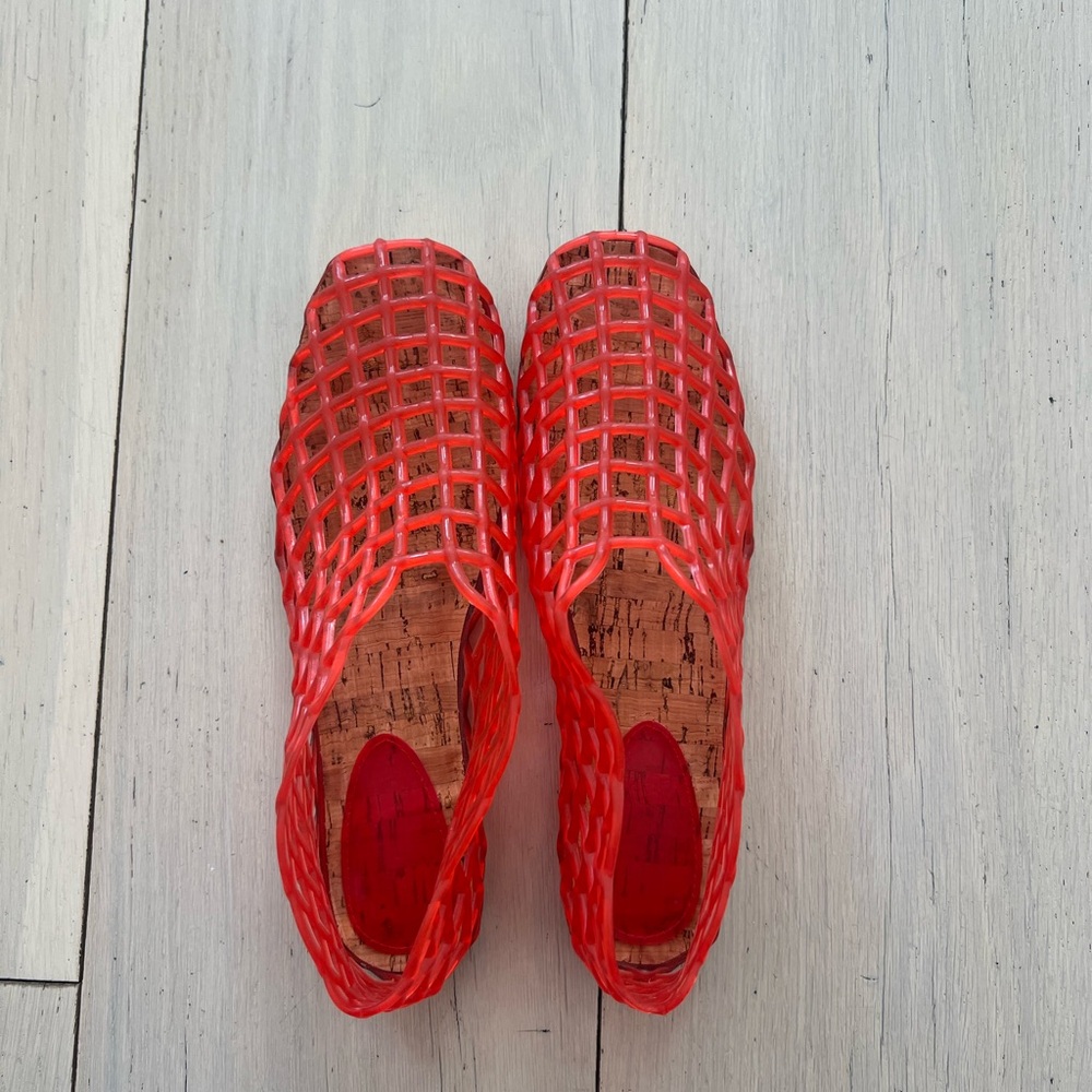 Brand new red jelly mesh ballet flats!